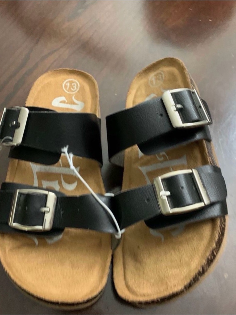 Black Double Buckle Slide Sandals kids